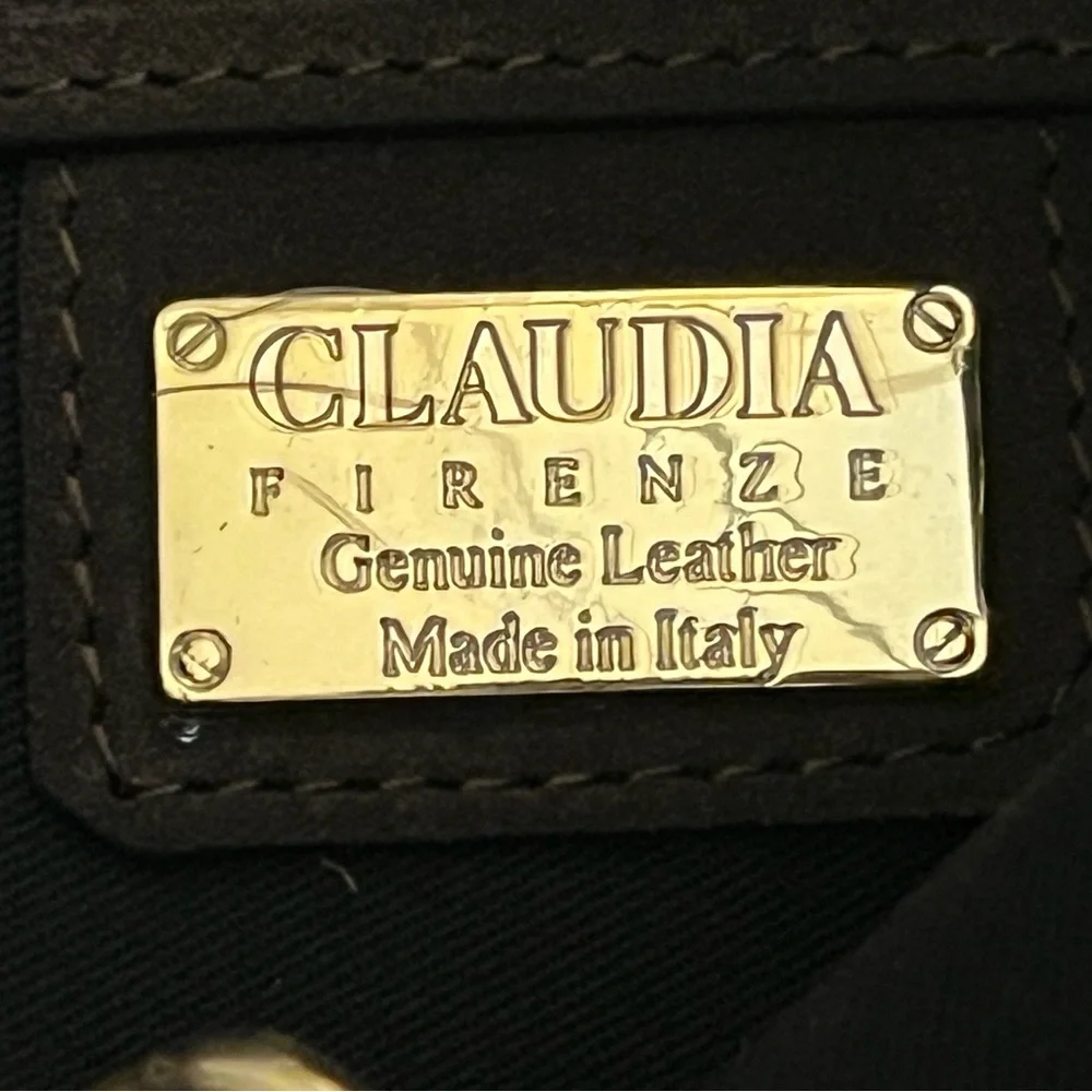 Claudia Firenze Hobo Shoulder Bag Chocolate Brown Suede Studs - Picture 9 of 16